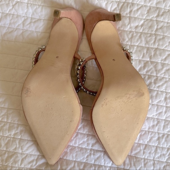 LPA x REVOLVE Lex Crystal Strap Slide Heels in Blush Pink Suede Sz. 9 - Picture 10 of 10